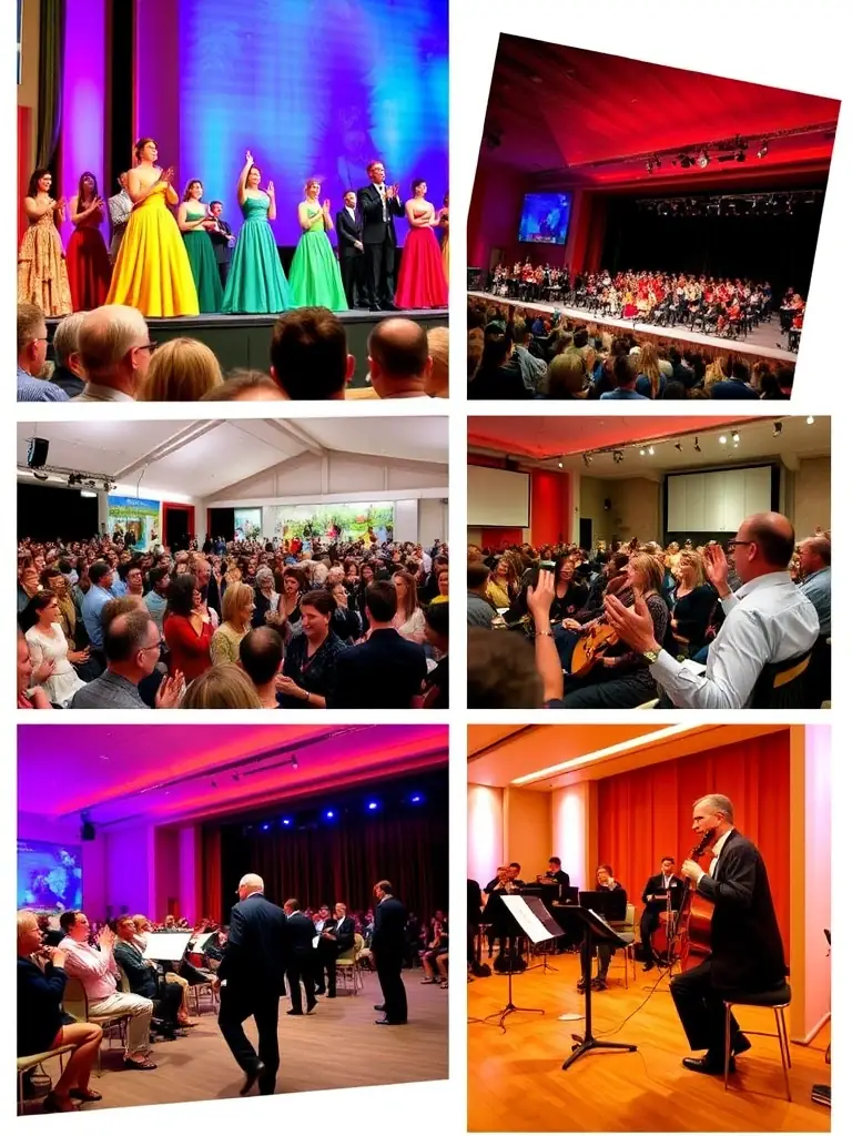 A visually appealing image of the Montpellier Summer Opera Festival, featuring a collage of past performances, workshops, and community events, capturing the essence of the festival's vibrant atmosphere.